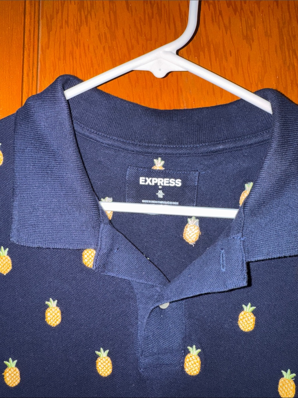 Express Navy Polo with Yellow Pineapple Embroidery